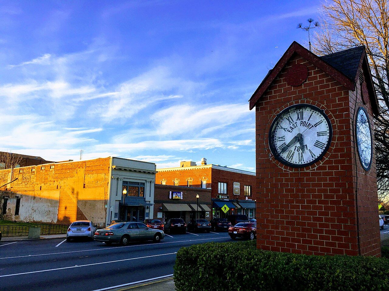 Clock tower downtown East Point